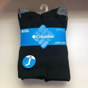 New Columbia Socks Men’s 6 Pair Athletic Black & Gray Crew Socks Casual Active